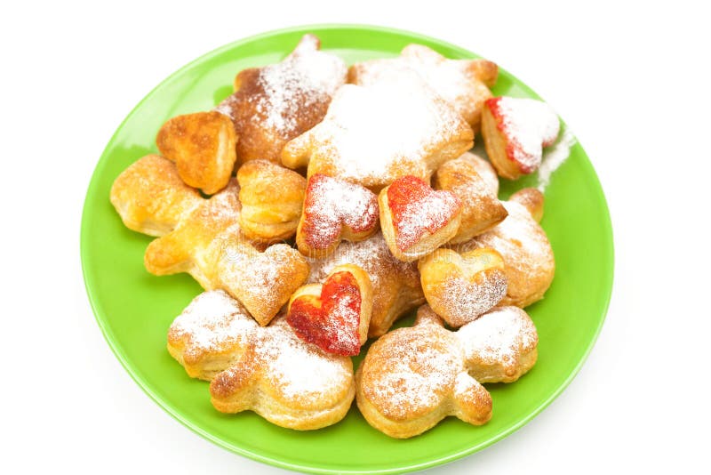 Cookies with powdered sugar on a plate