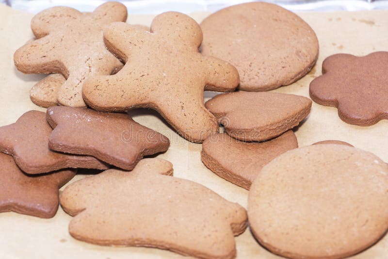 Cookies on a Sheet of Baking Paper. Stock Image Image of overhead