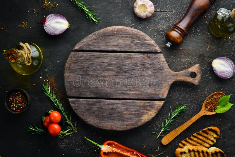 Cooking Banner. Spices and Vegetables. Top View Stock Photo - Image of ...