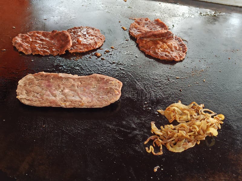 Cooking Burger Patty on Pan Stock Photo Image of cooking, burger