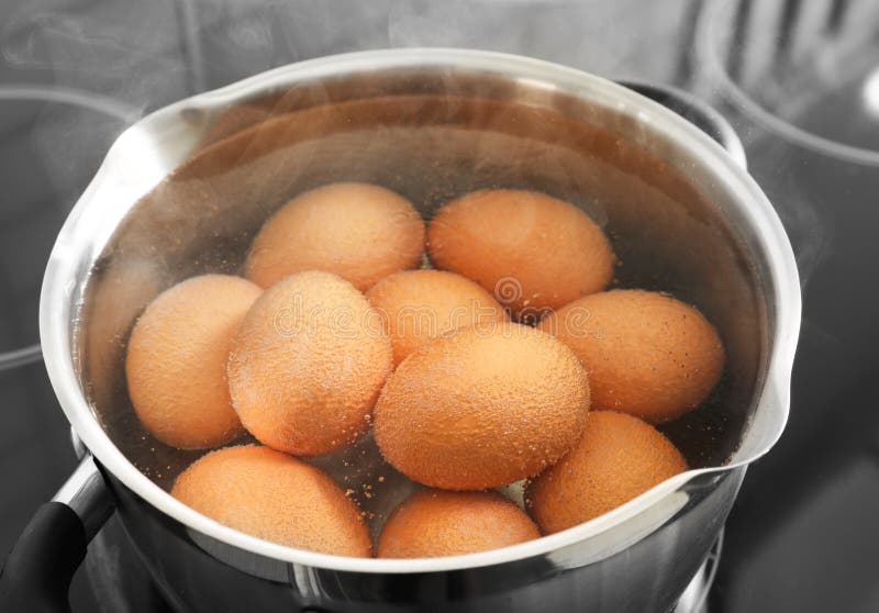 Cooking Chicken Eggs in Pot on Electric Stove, Closeup Stock Photo Image of eggs, kitchen
