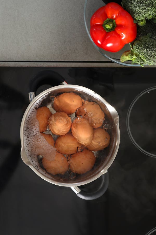 Cooking Chicken Eggs in Pot on Electric Stove Stock Image Image of ingredient, eggs 138318255
