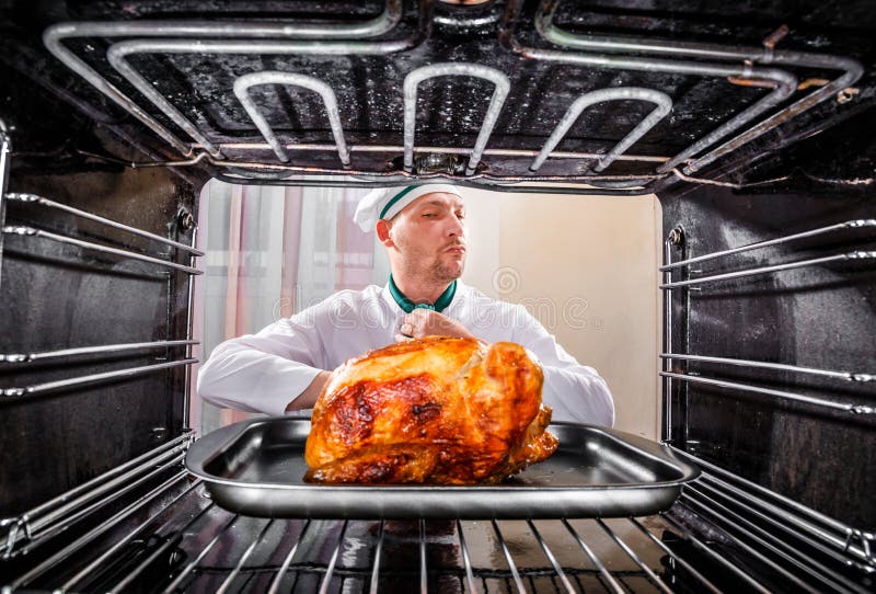 Cooking Chicken in the Oven. Stock Image Image of baked, male 46543145