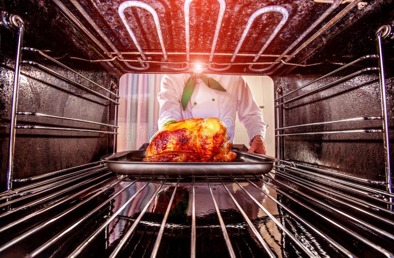 Cooking Chicken in the Oven. Stock Photo Image of barbecue, oven