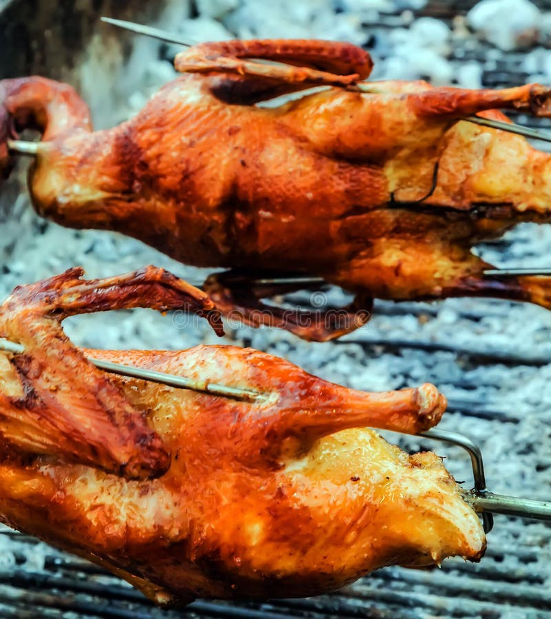 Cooking Chinese BBQ Roasted Duck Stock Image - Image of marinated
