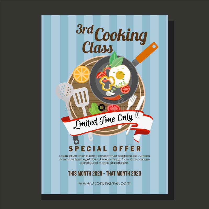 Cooking class flat style poster royalty free illustration