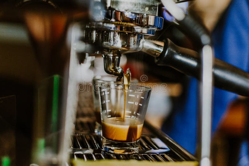 Cooking Coffee on Modern Espresso Machine Stock Photo Image of