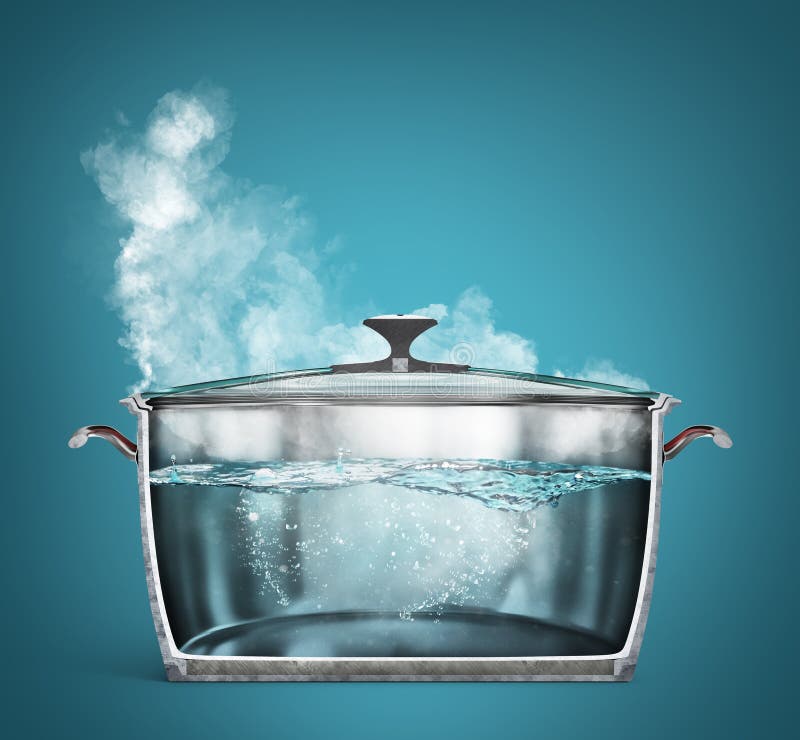 Cooking concept. cut saucepan with boiling water