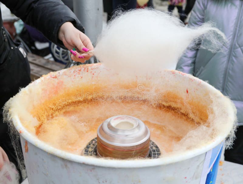 Cooking Cotton Candy in the Park Stock Image Image of background