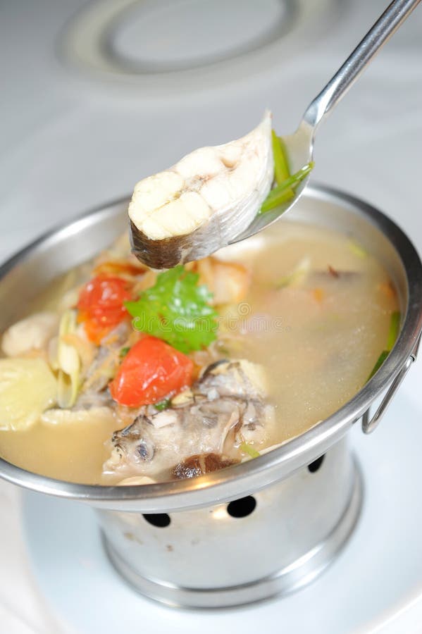 Cooking fish soup stock photography