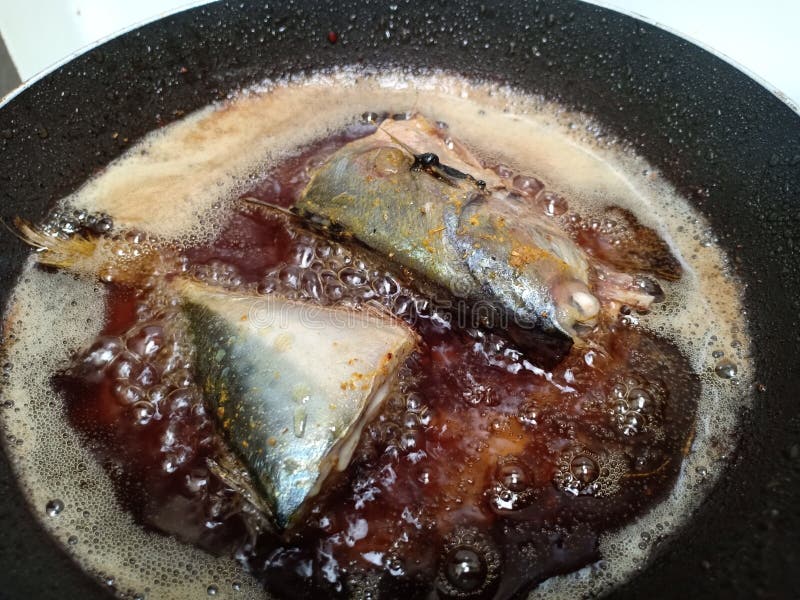 Cooking Fried Fish in a Pan of Hot Oil Stock Image Image of cooking, food 221214469