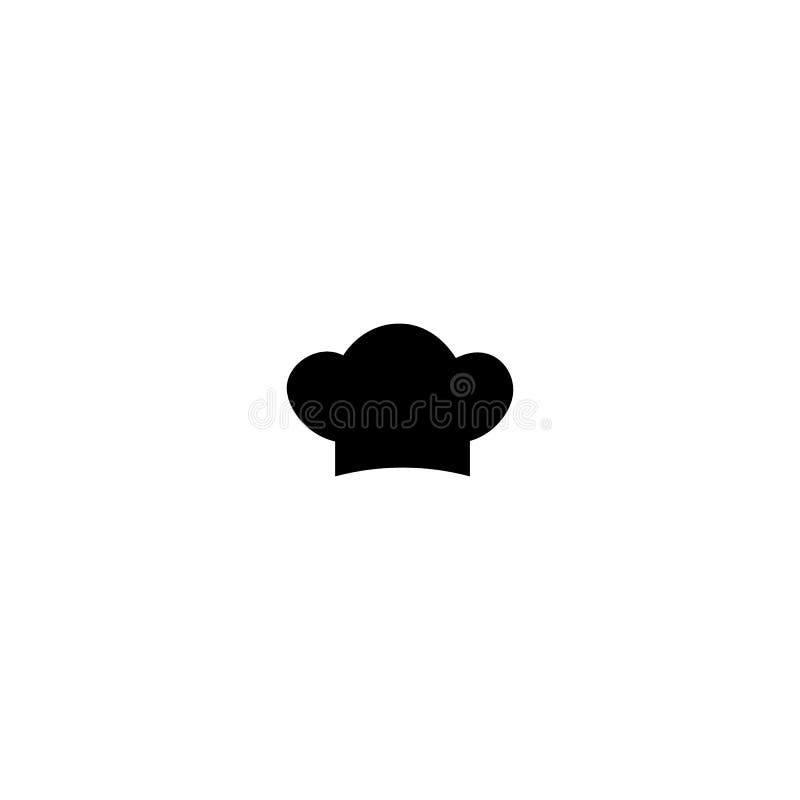 Cooking Hat Vector Flat Logo. Kitchen Simple Black Icon. Vector