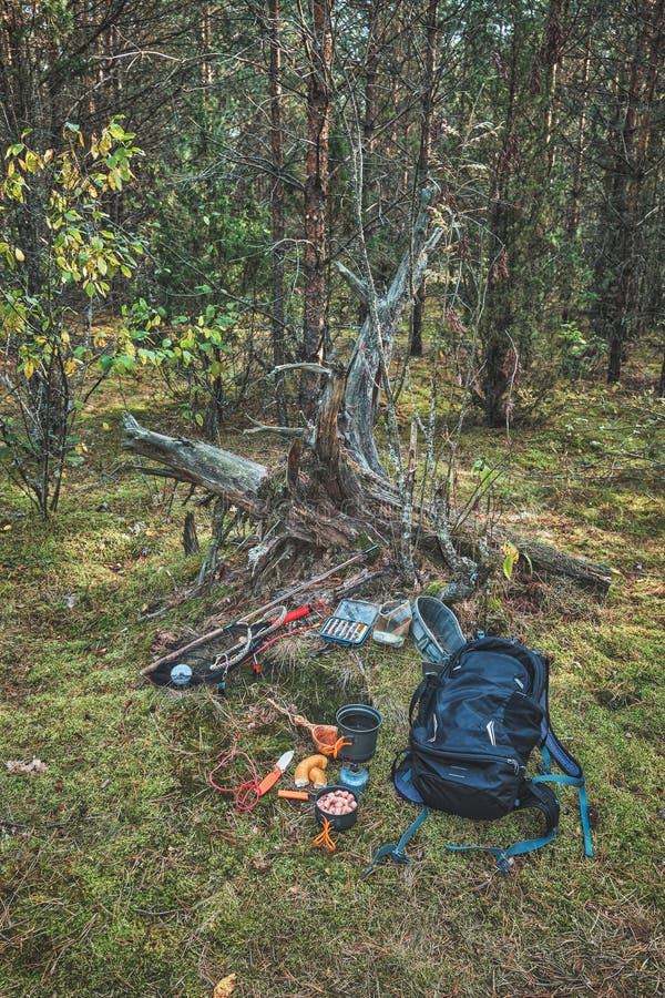 Cooking while Hiking with a Backpack Stock Image Image of hiking