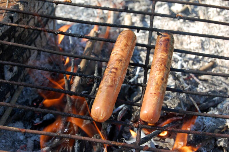 Hotdog over fire stock image. Image of flame, cooking 17915695