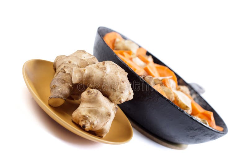 Cooking Jerusalem Artichokes on Frying Pan Stock Photo Image of