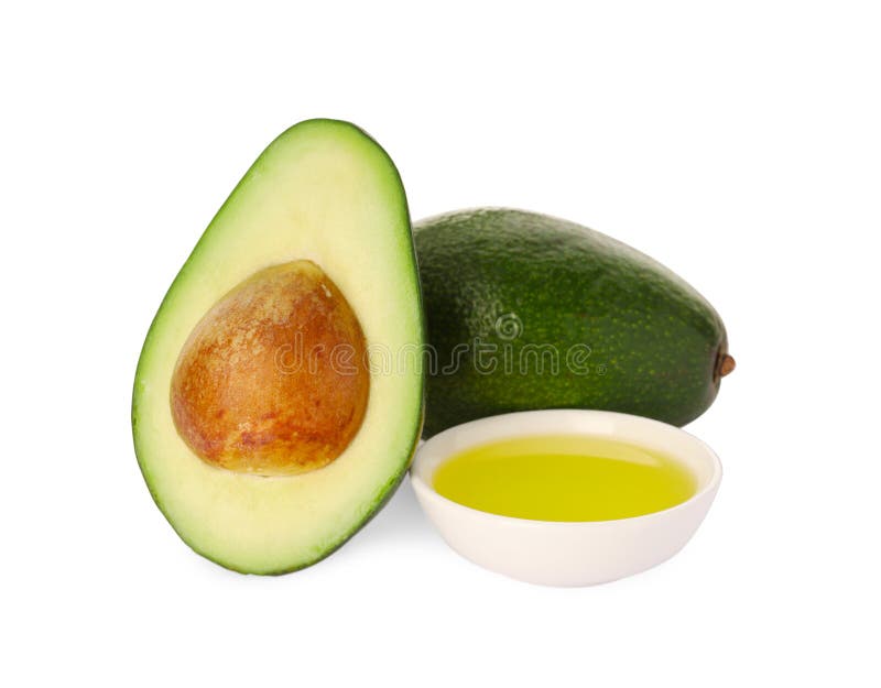 Cooking Oil and Fresh Avocados Isolated Stock Image Image of color