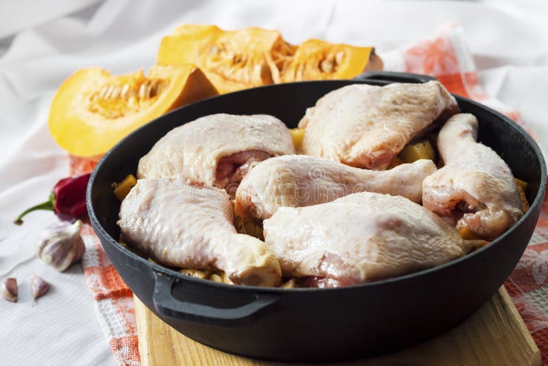 Cooking One-pot Meal - Chicken Thighs and Legs with Potatoes and Stock