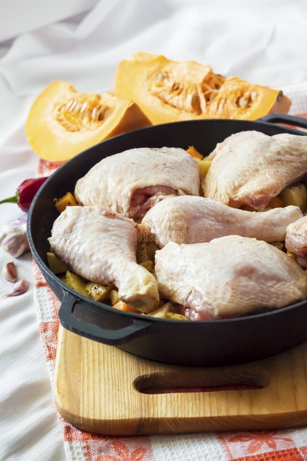 Cooking One-pot Meal - Chicken Thighs and Legs with Potatoes and Stock