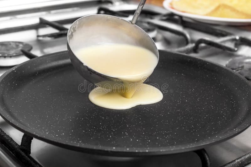 Cooking Pancakes at the Kitchen Stock Image Image of process, eating