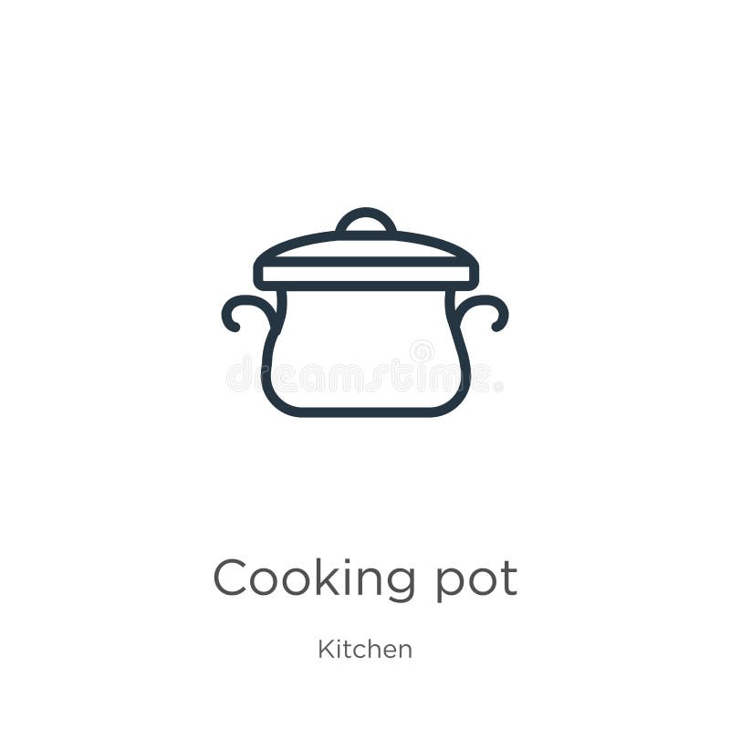 Cooking Pot Icon. Thin Linear Cooking Pot Outline Icon Isolated on