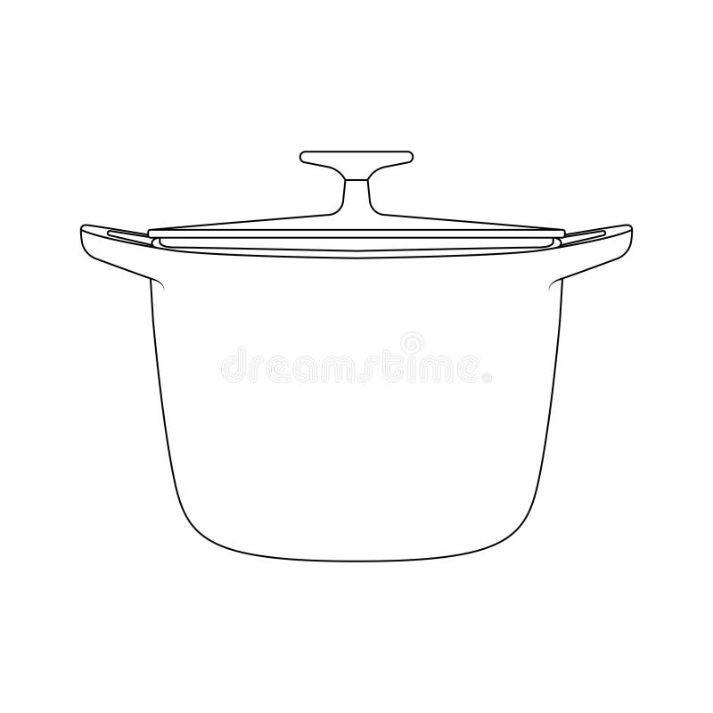 Home Ouline Clipart-blue cooking pot with lid black outline clip art