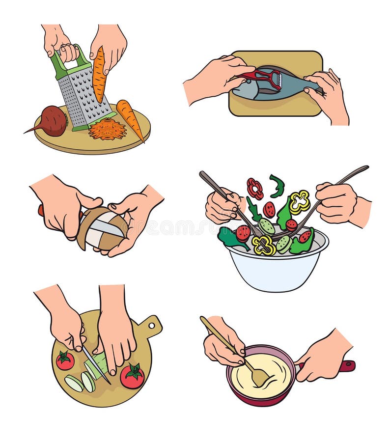Process Of Chopping Vegetables. Organic Products. Color Illustration  Royalty Free SVG, Cliparts, Vectors, and Stock Illustration. Image  139597937.