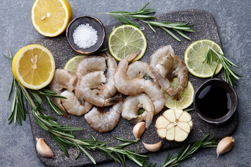 Cooking Raw Tiger Prawns with Herbs and Spices Stock Image - Image of ...