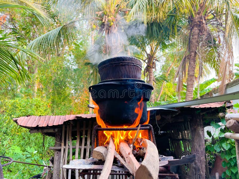 Cooking Rice by Steaming Method. Stock Photo Image of autumn, plant