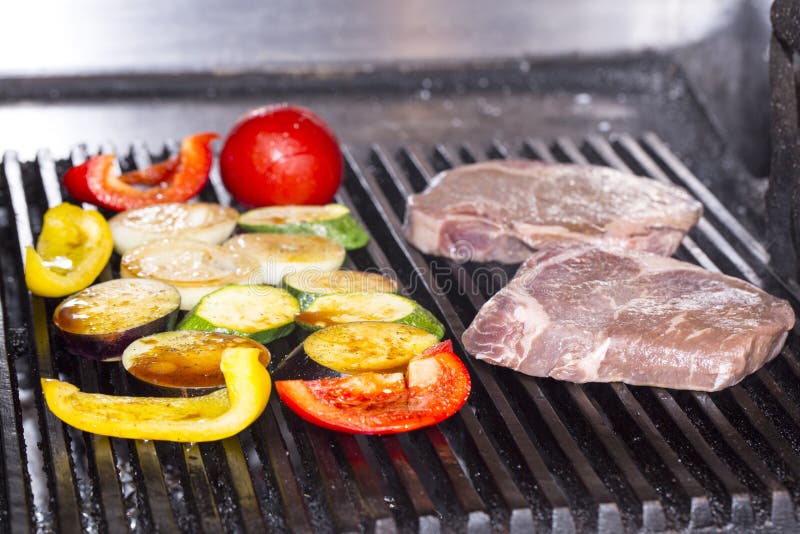 Cooking a Steak on the Grill Stock Photo Image of burning, grilled