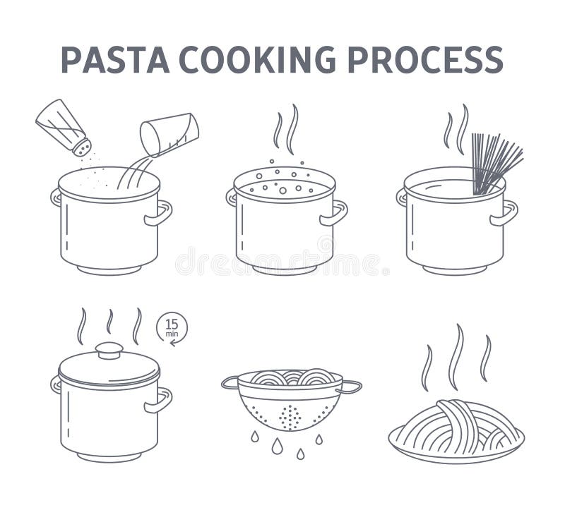 Cooking Pasta. Step By Step Recipe Infographic Stock Vector