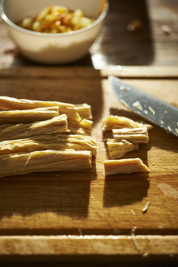 Cooking tofu skin stock photo. Image of meal, asian - 161996864
