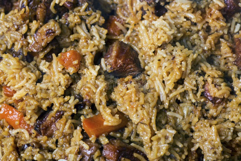 Cooking of Traditional Uzbek Pilaf Stock Photo Image of pepper, cook