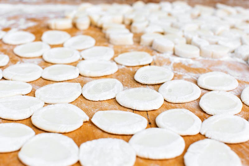 Cooking of Ukrainian national dish of dumplings, home-made royalty free stock photography