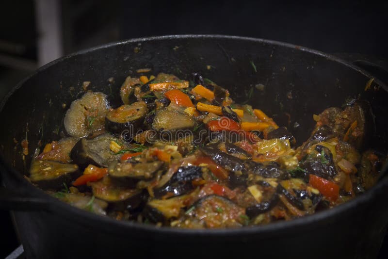 Cooking Vegetable Stew with Eggplant Stock Image Image of eggplant