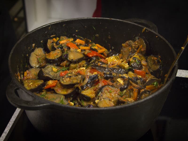 Cooking Vegetable Stew with Eggplant Stock Photo Image of healthy