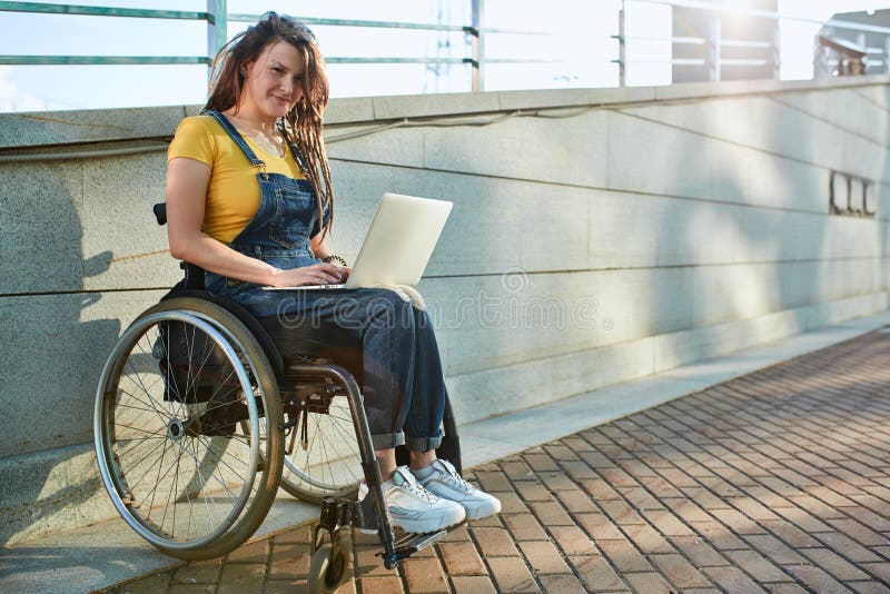 Cool awesome hipster girl working from home, part time job stock photo