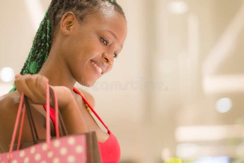 Cool Black Girl Shopping - Young Happy And Beautiful Black African ...