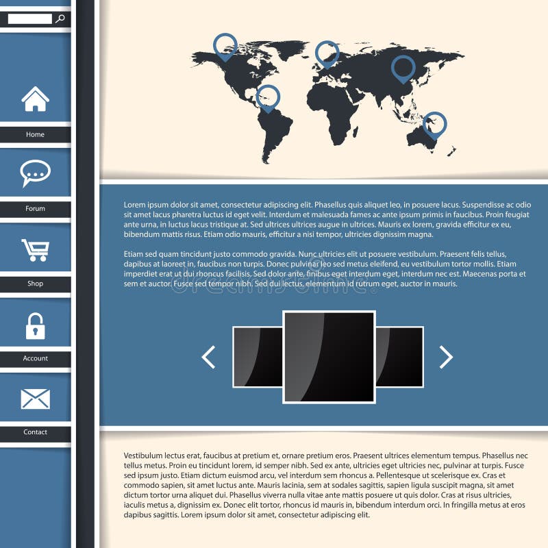 Cool blue website template design stock illustration