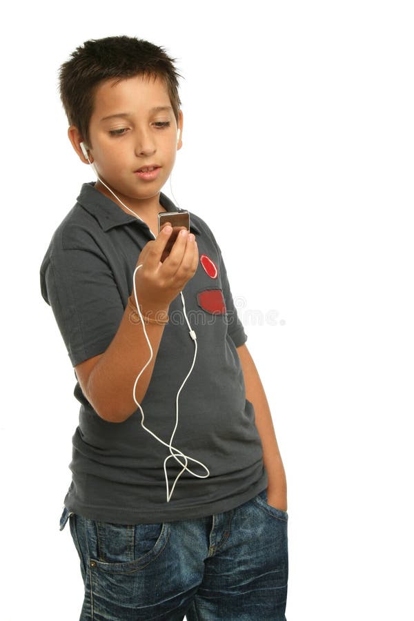 Download Cool Boy Listening Music With Stock Image - Image of white, technology: 2139699