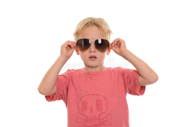 Cool boy with sunglasses stock image. Image of blond 57726663