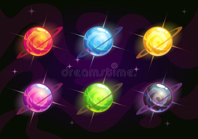 Cool bright colorful fantasy planets vector illustration