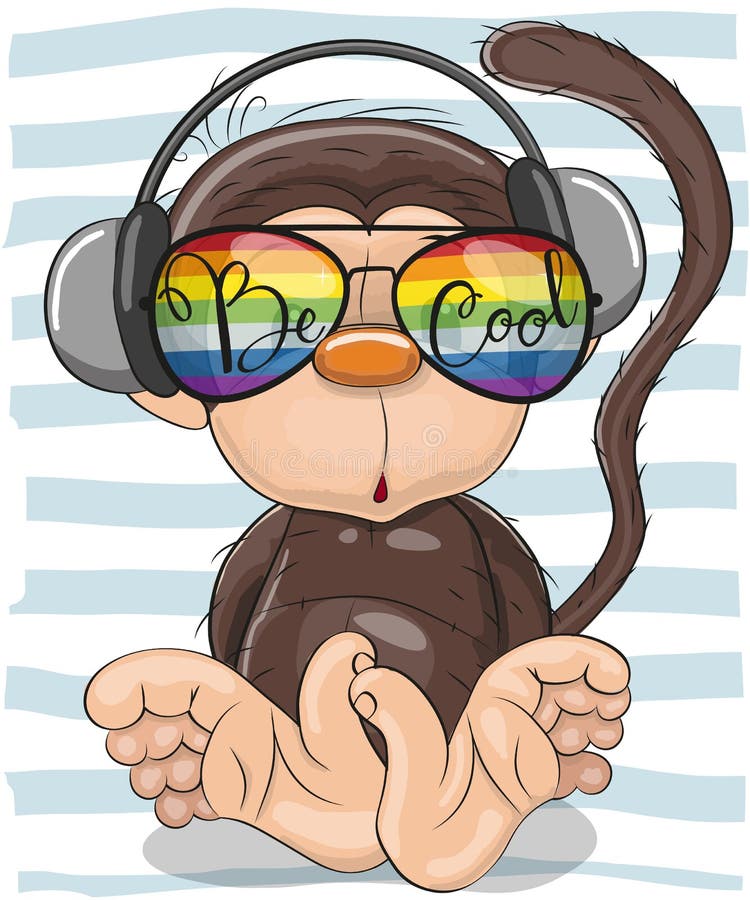 Cute Monkey with sun glasses vector illustration