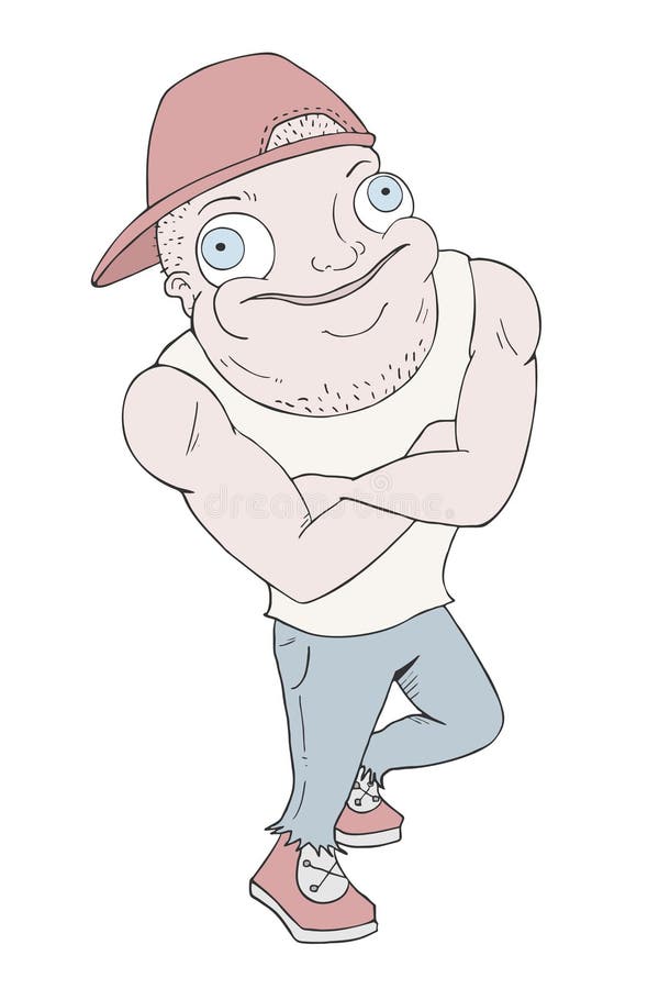 Cool cartoon man draw royalty free illustration