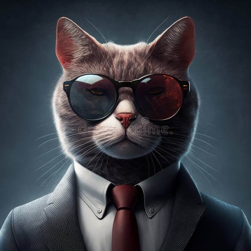 Cool Cat in a Suit and Shades, Generative Ai Stock Illustration ...