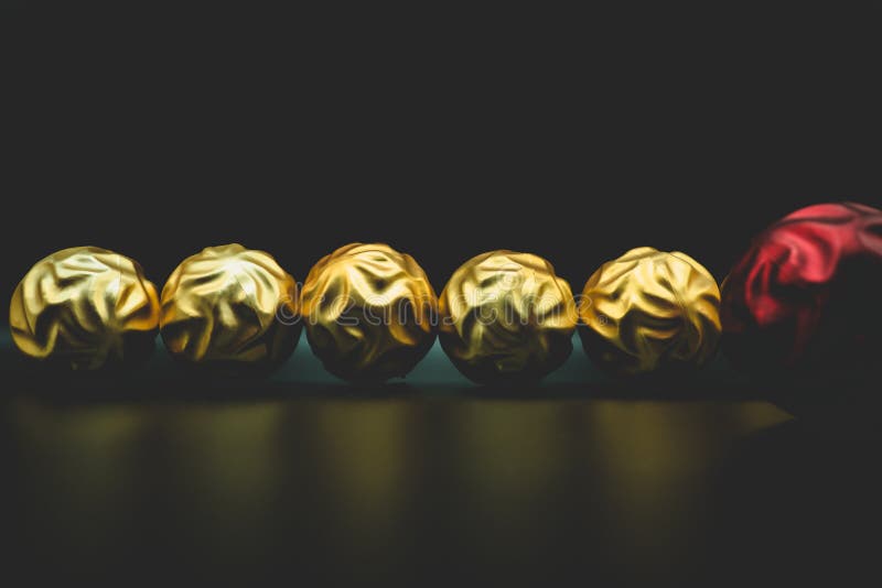 Cool Christmas Background Of Golden And Red Balls Stock
