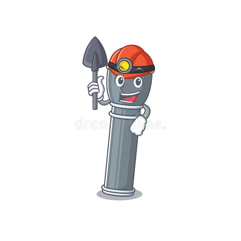 Cool confident Miner flashlight Scroll cartoon character design vector illustration