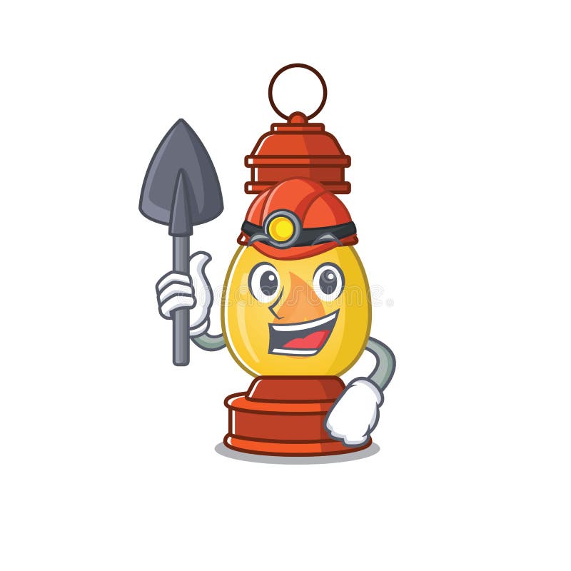 Cool confident Miner lantern Scroll cartoon character design royalty free illustration