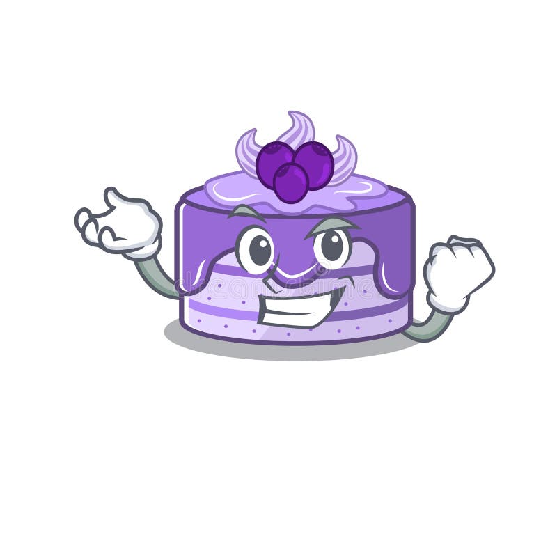 Cool confident Successful blueberry cake cartoon character style stock illustration