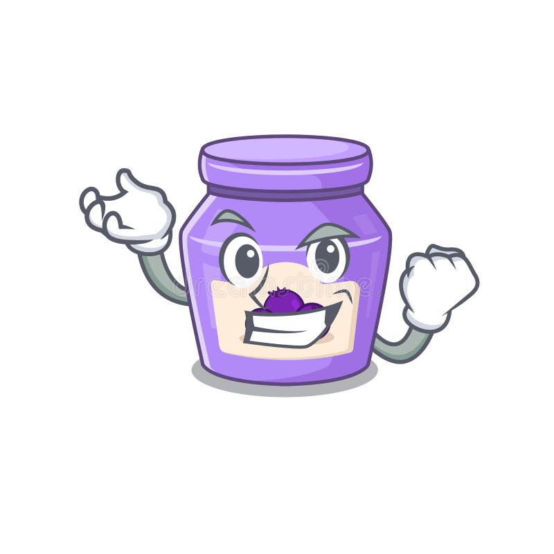 Cool confident Successful blueberry jam cartoon character style vector illustration