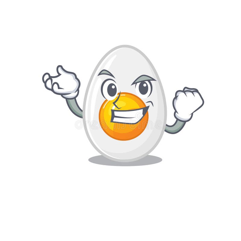 Cool confident Successful boiled egg cartoon character style stock illustration